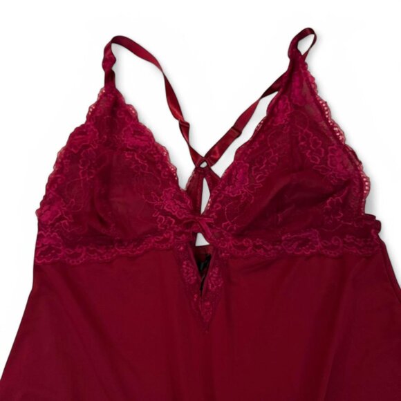 Torrid Size XL Burgundy Lace babydoll slip dress with adjustable cross straps. - Picture 3 of 7